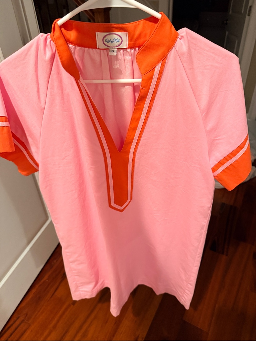 Libby Kat Pink & Orange V-Neck Mini Dress